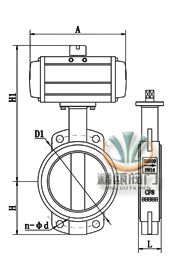 D671F气动四氟密封蝶阀 (标准型)